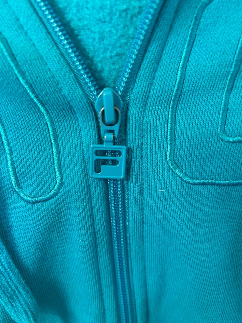 Fila Teal Zip Front Hoodie with Logo - Picture 4 of 4